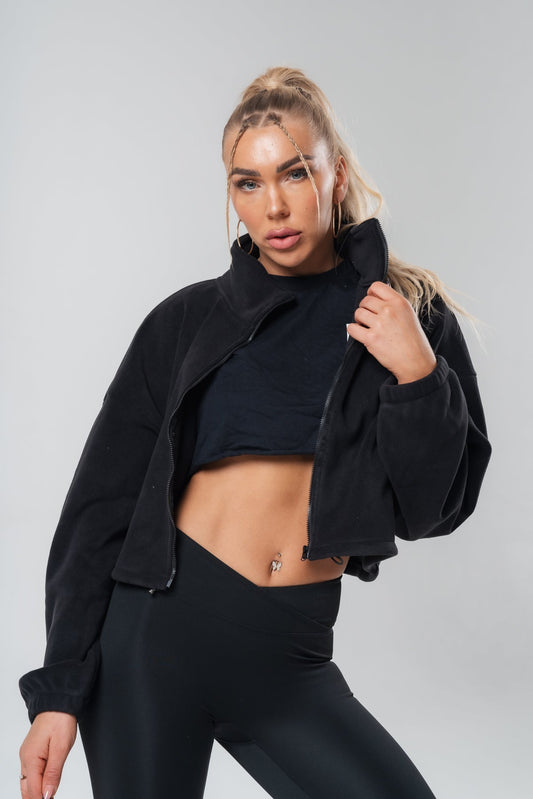 Cotton Zip Up X Black