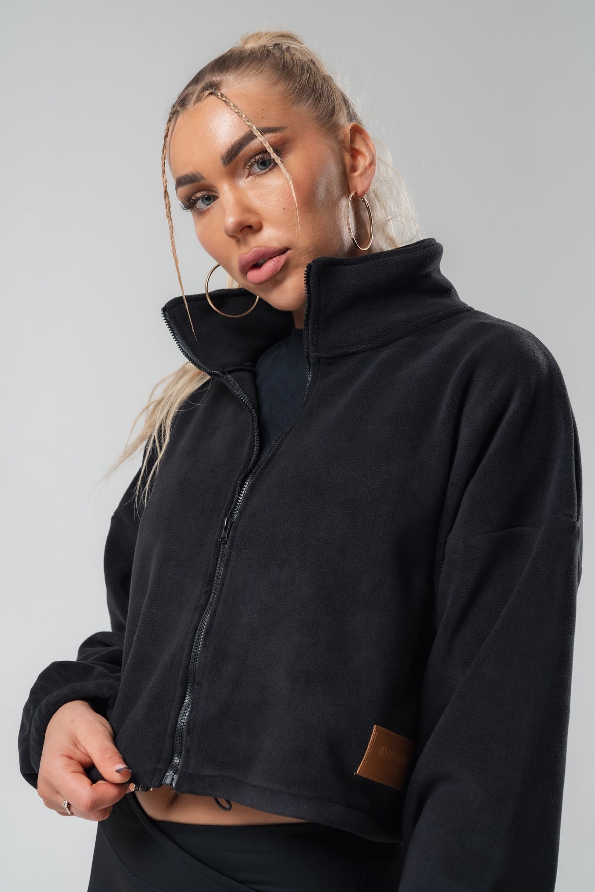 Cotton Zip Up X Black