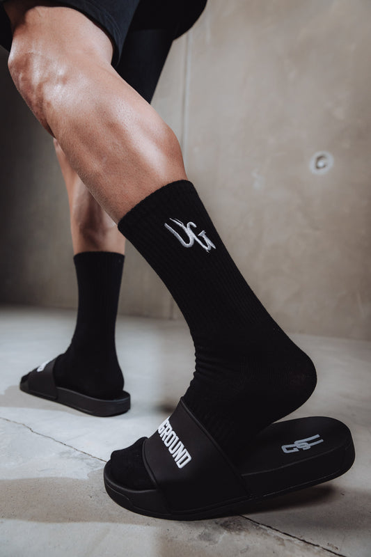 Black UG Logo Mid-High Socks