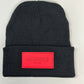 Red Patched Cotton Beanie