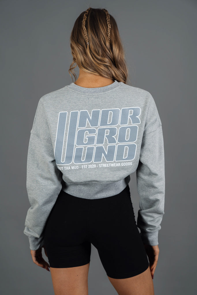 Crop Loose Fit Crew Jumper Grey on Grey