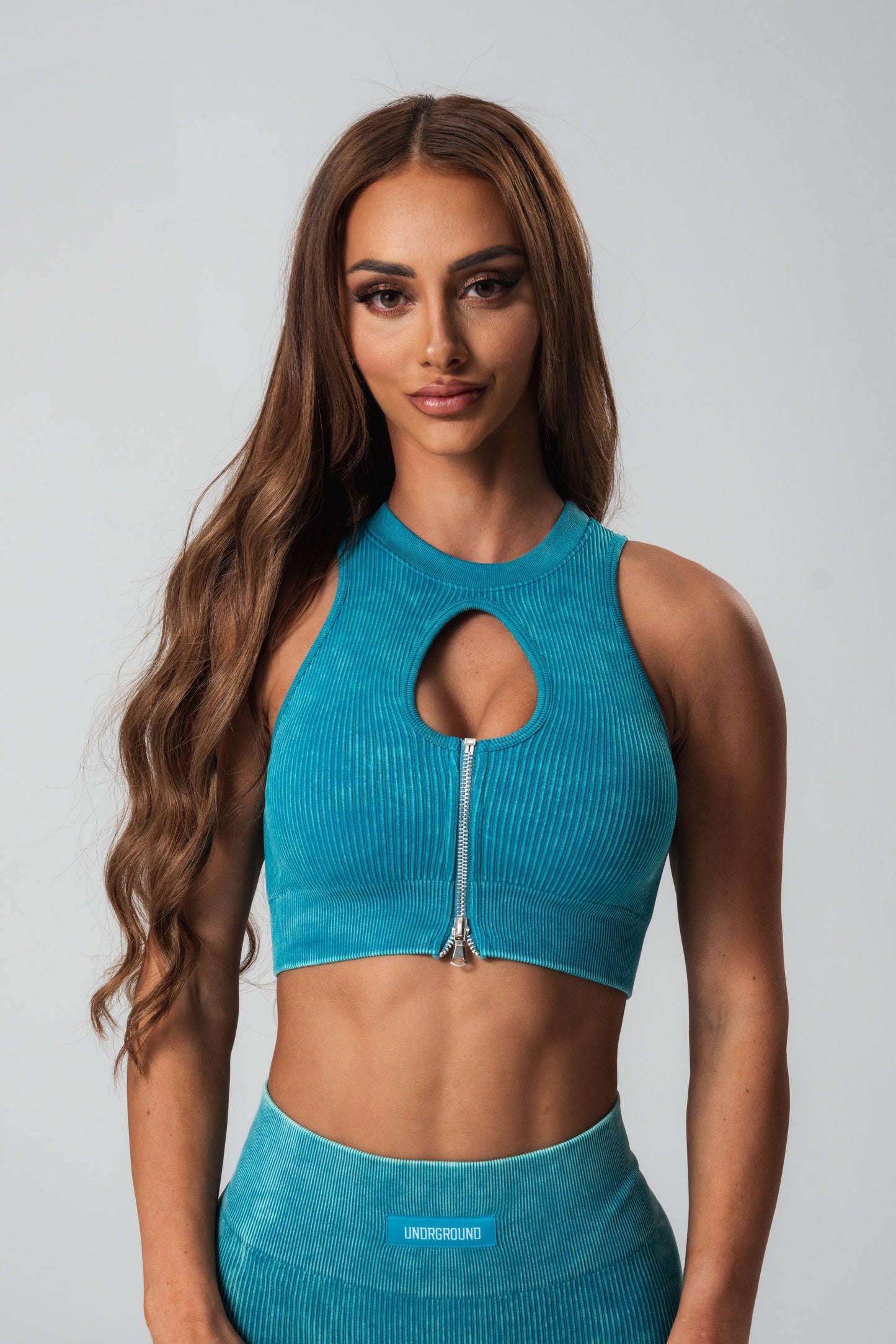 Teal Ribbed Crop Top