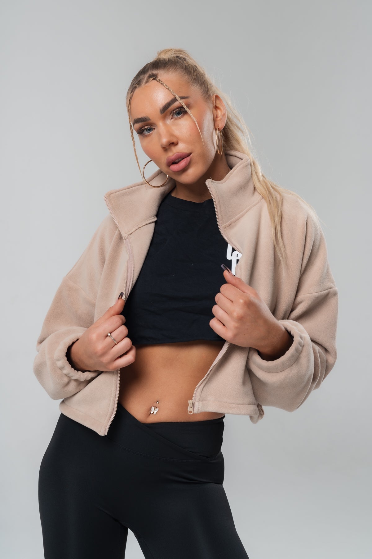 Cotton Zip Up X Nude