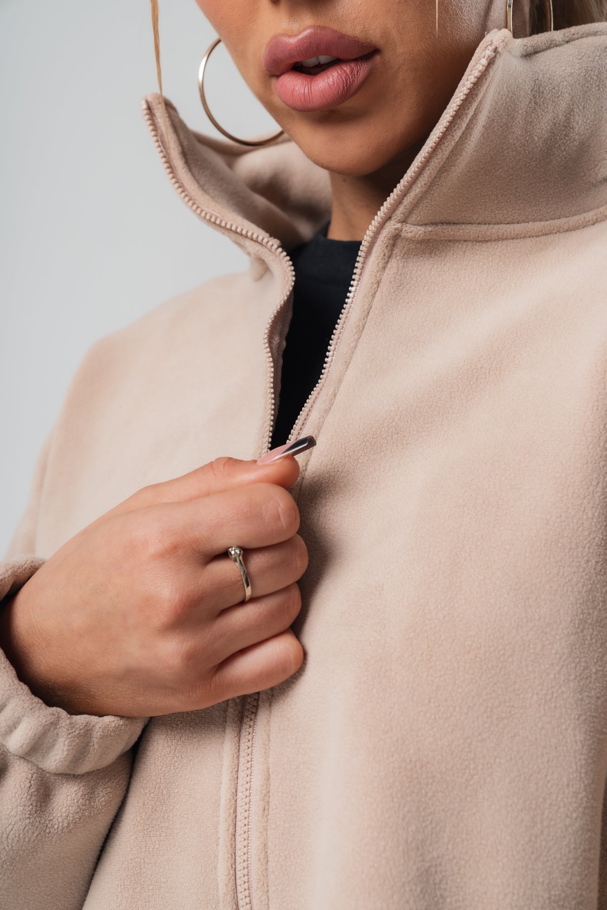 Cotton Zip Up X Nude