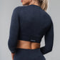 Black Long Sleeve Zip Crop