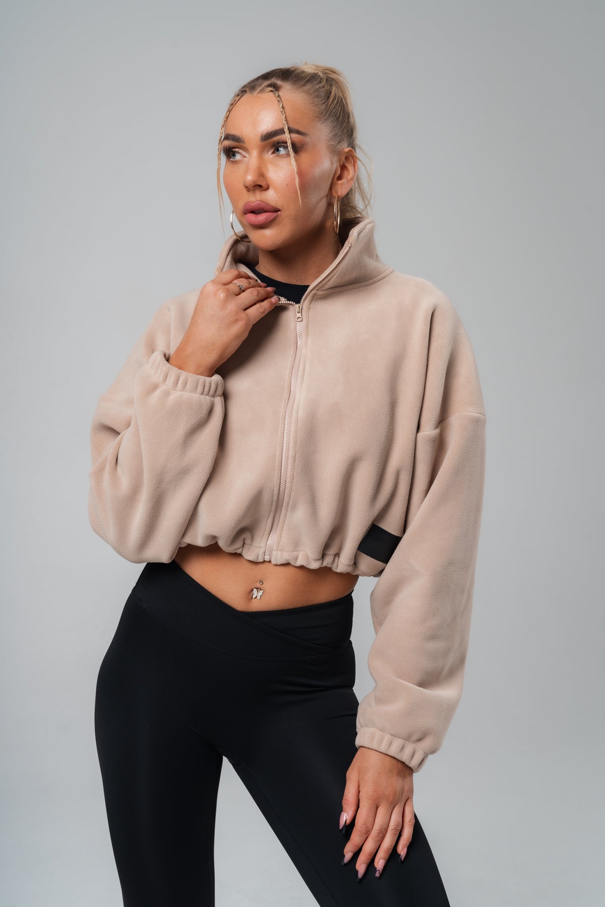 Cotton Zip Up X Nude